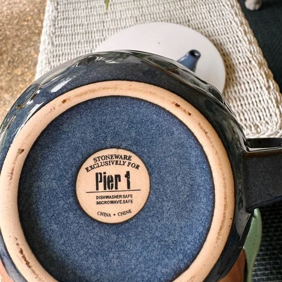 Pier 1 Elegant Blue Ceramic Teapot Set - Picture 9 of 10